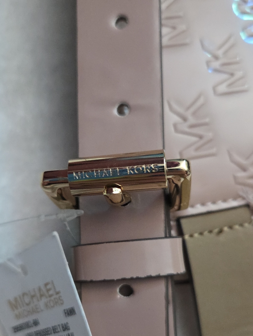 Michael Kors Blush Embossed MK Belt Crossbody - Picture 4 of 5